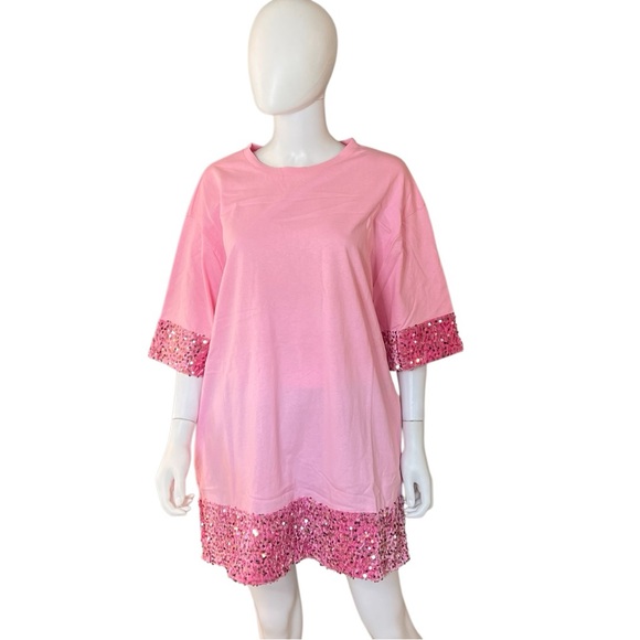 FANTASTIC FAWN oversized pink tunic dress S M L - Picture 6 of 9